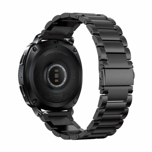 Steel Strap, black, on a watch, 3/4 rear view