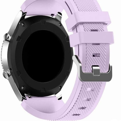 Twill Silicone Strap, lilac, on a watch, 3/4 rear view