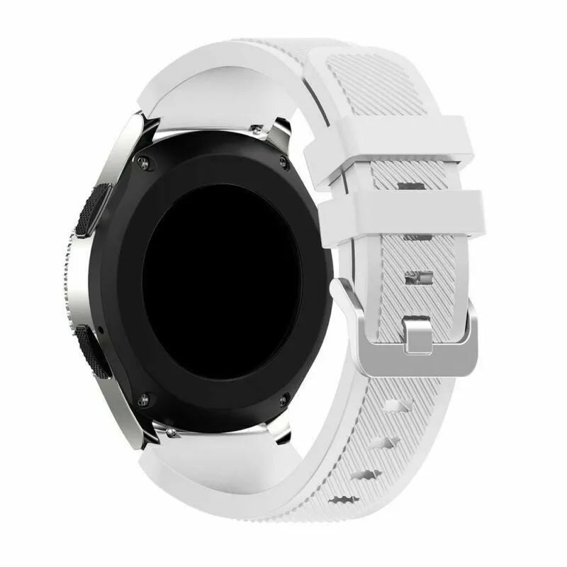 Twill Silicone Strap, white, on a watch, 3/4 rear view