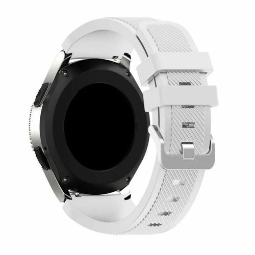 Twill Silicone Strap, white, on a watch, 3/4 rear view