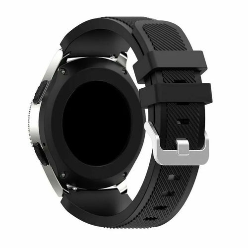 Twill Silicone Strap, black, on a watch, 3/4 rear view