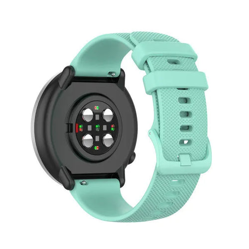 Premium Silicone Strap, aqua, on a watch, 3/4 rear view