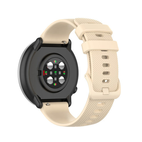 Premium Silicone Strap, beige, on a watch, 3/4 rear view