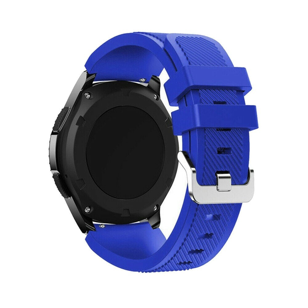 Twill Silicone Strap, blue, on a watch, 3/4 rear view