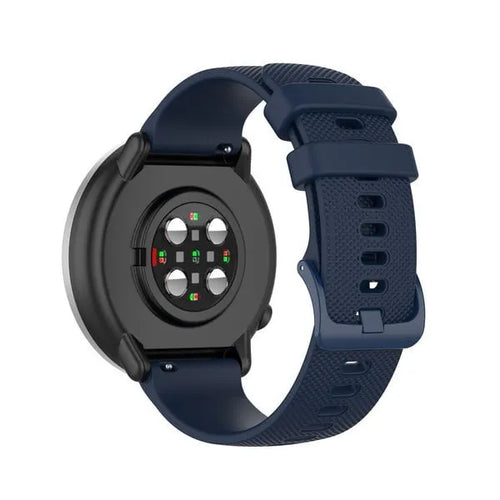 Premium Silicone Strap, dark blue, on a watch, 3/4 rear view