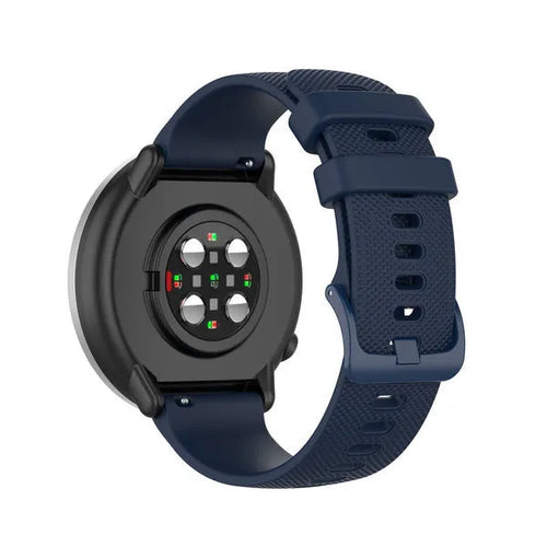 Premium Silicone Strap, dark blue, on a watch, 3/4 rear view