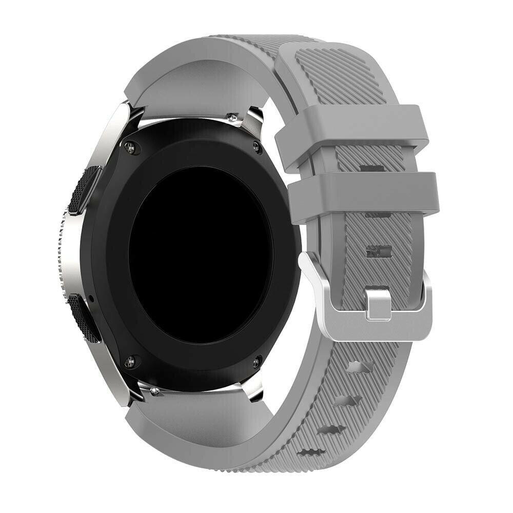 Twill Silicone Strap, grey, on a watch, 3/4 rear view
