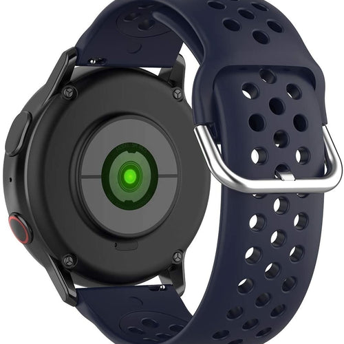 Breathable Silicone Strap, dark blue, on a watch, 3/4 rear view