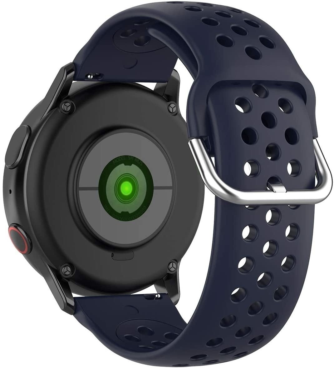 Breathable Silicone Strap, dark blue, on a watch, 3/4 rear view