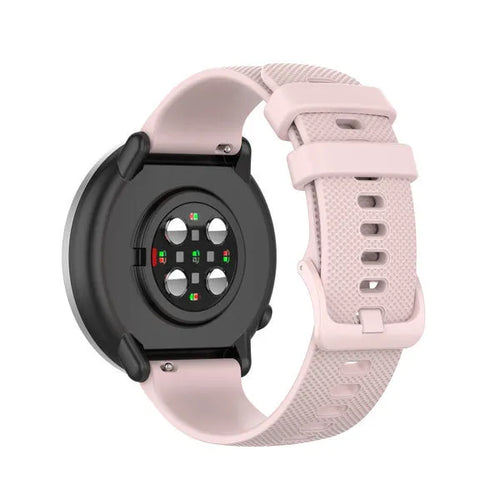 Premium Silicone Strap, pink, on a watch, 3/4 rear view