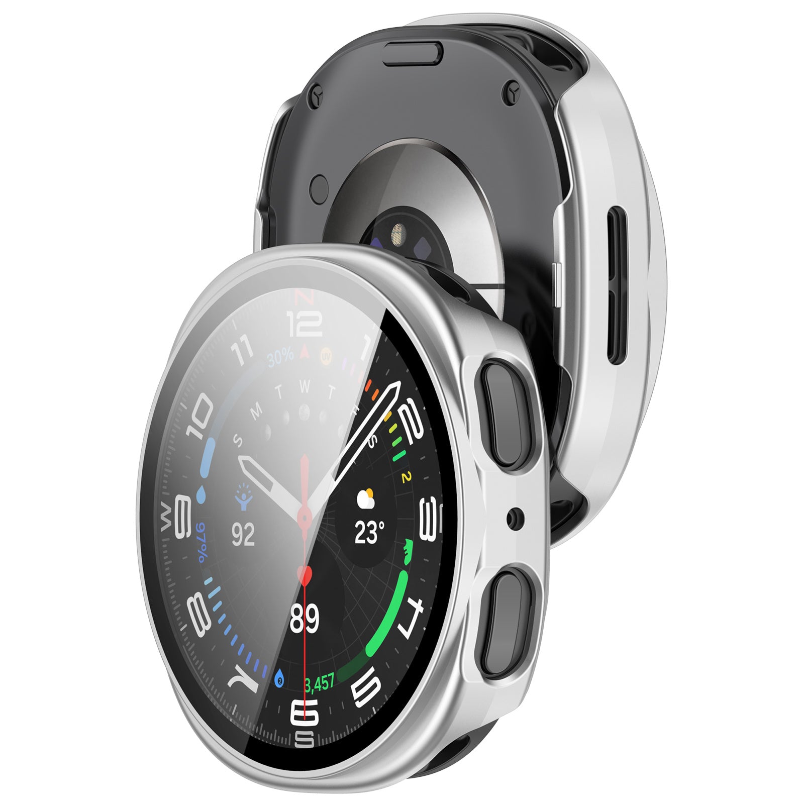 Samsung Galaxy Watch 8 - 44mm Hard Case with Glass (Silver)