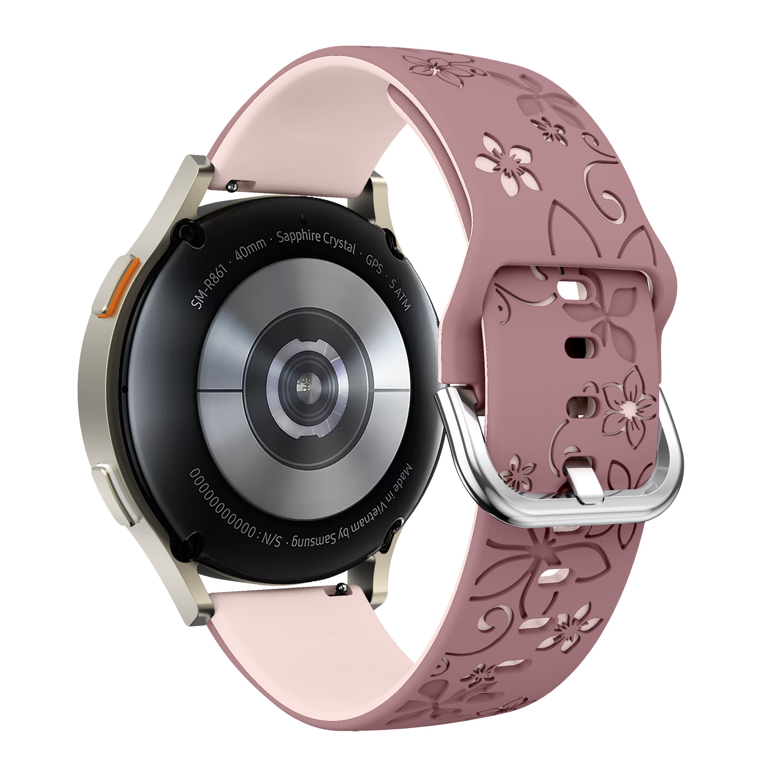 Huawei Watch GT 5 Pro - 42mm Flower Silicone Strap (Smoke Purple/Light Pink)