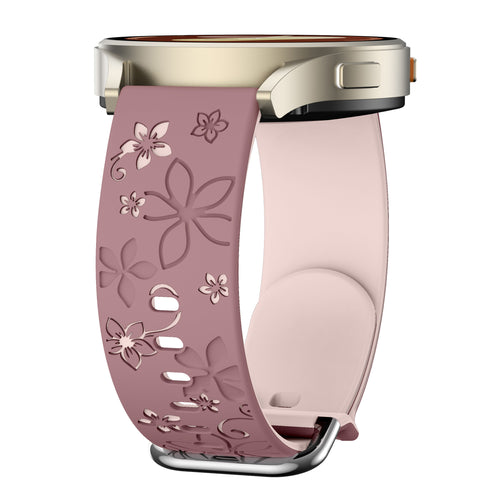 Huawei Watch GT 4 - 41mm Flower Silicone Strap (Smoke Purple/Light Pink)