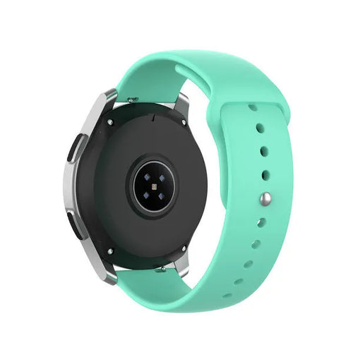 Silicone Sport Strap, aqua, on a watch, 3/4 rear view