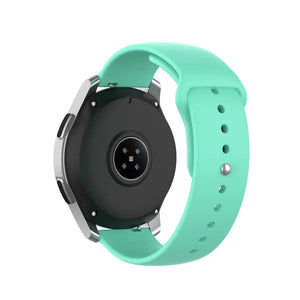 Silicone Sport Strap, aqua, on a watch, 3/4 rear view