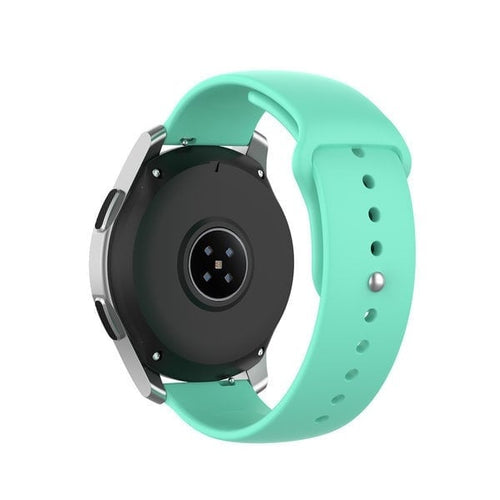 Silicone Sport Strap, aqua, on a watch, 3/4 rear view