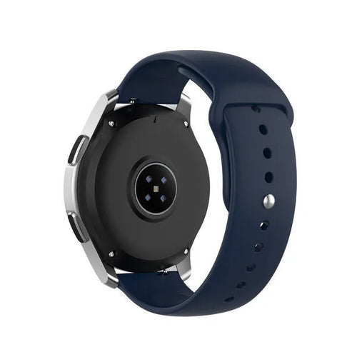Silicone Sport Strap, dark blue, on a watch, 3/4 rear view
