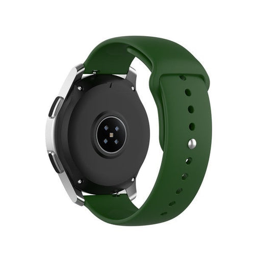 Silicone Sport Strap, army green, on a watch, 3/4 rear view