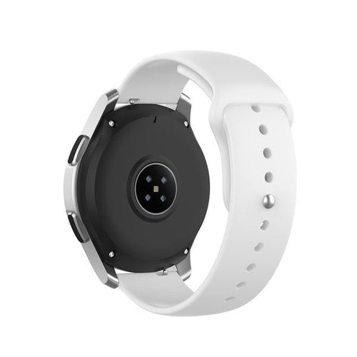 Silicone Sport Strap, white, on a watch, 3/4 rear view
