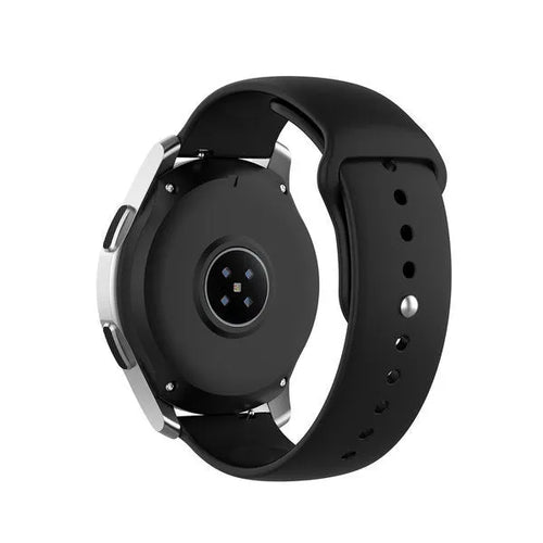 Silicone Sport Strap, black, on a watch, 3/4 rear view