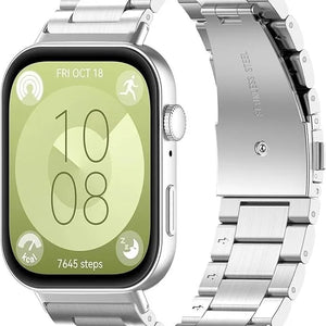 Steel Strap, silver, on a watch, 3/4 rear view