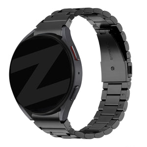 Steel Strap 'Classic', black, on a watch, 3/4 rear view