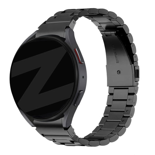 Steel Strap 'Classic', black, on a watch, 3/4 rear view