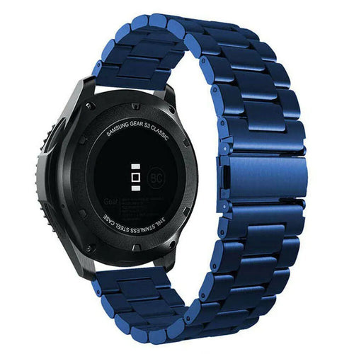 Steel Strap, blue, on a watch, 3/4 rear view