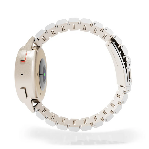Steel Strap, starlight, on a watch, 3/4 rear view