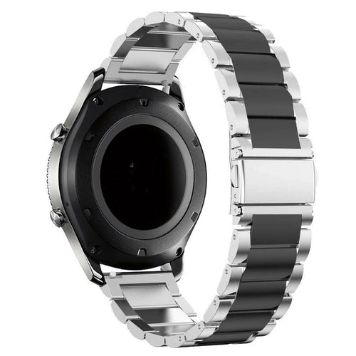 Steel Strap, silver/black, on a watch, 3/4 rear view