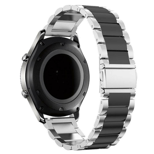 Steel Strap, silver/black, on a watch, 3/4 rear view