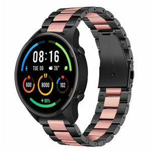 Steel Strap, black/pink, on a watch, 3/4 rear view