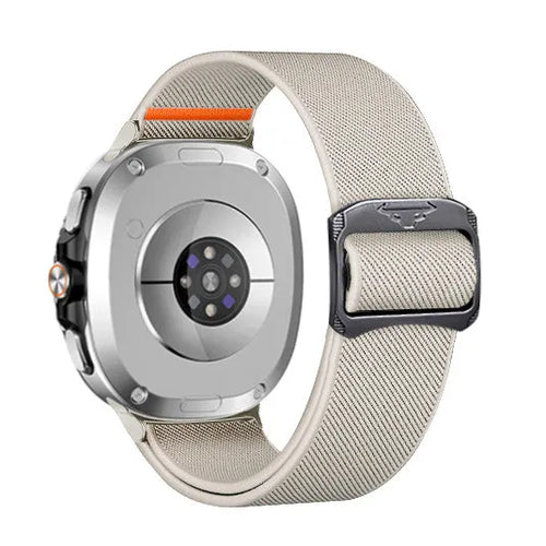 Nylon Elastic Strap, starlight, on a watch, 3/4 rear view