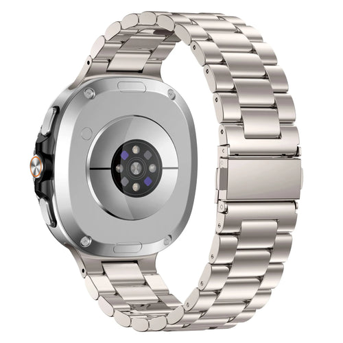 Steel Strap, starlight, on a watch, 3/4 rear view