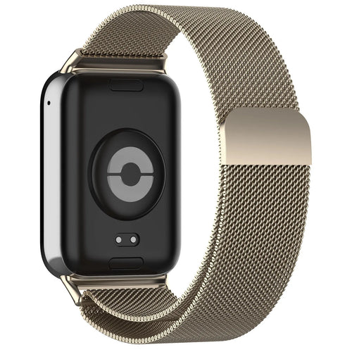 Milanese Strap, champagne, on a watch, 3/4 rear view