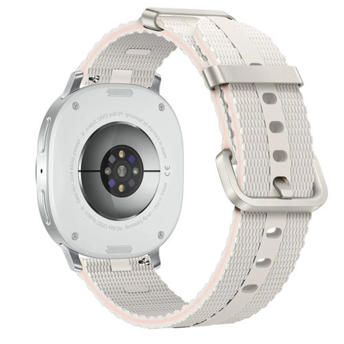 Silicone Active Strap, starlight, on a watch, 3/4 rear view