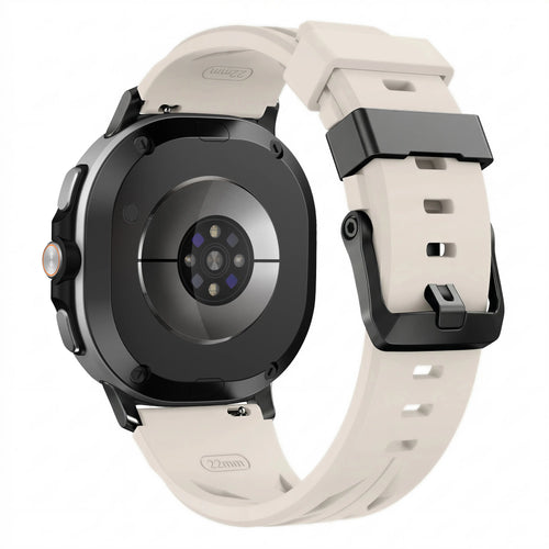 Race Silicone Strap, starlight, on a watch, 3/4 rear view