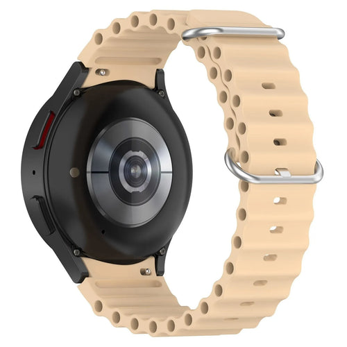 Silicone Ocean Strap, starlight, on a watch, 3/4 rear view