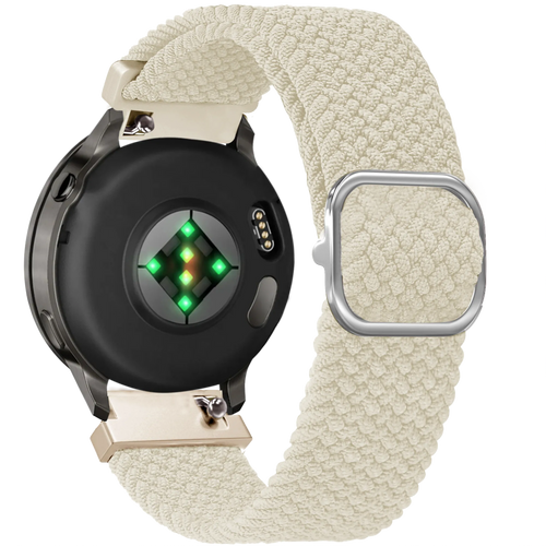 Braided Nylon Strap, starlight, on a watch, 3/4 rear view