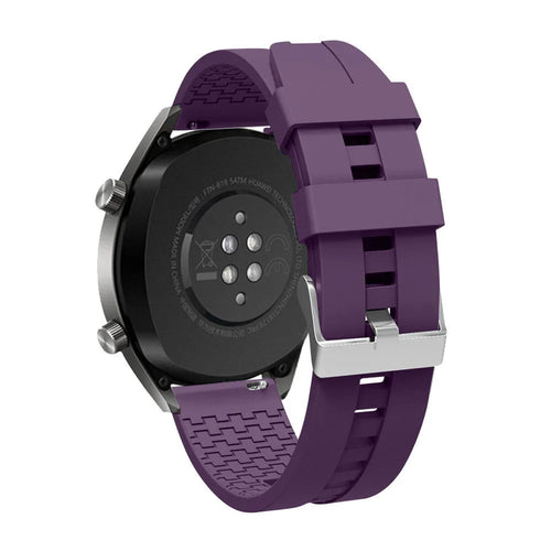 Silicone Strap 'Extreme', purple, on a watch, 3/4 rear view