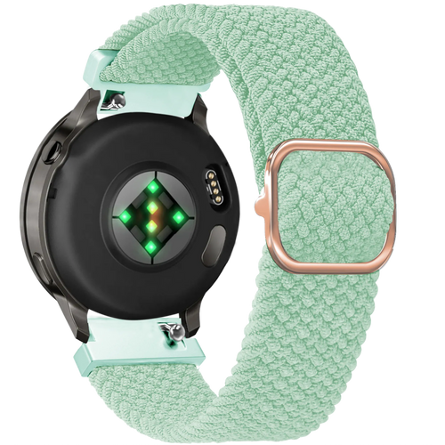 Braided Nylon Strap, turquoise, on a watch, 3/4 rear view