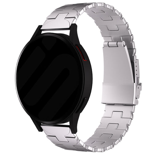 Butterfly Titanium Strap, silver, on a watch, 3/4 rear view
