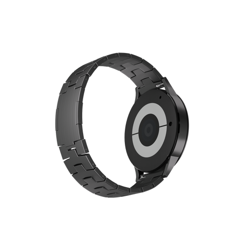 Titanium Grain Strap (Flat Clasp), graphite, on a watch, 3/4 rear view
