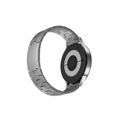 Titanium Grain Strap (Flat Clasp), silver, on a watch, 3/4 rear view