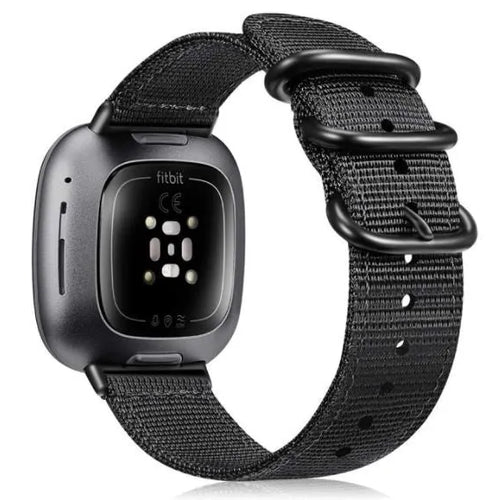 Nylon Buckle Strap, black, on a watch, 3/4 rear view