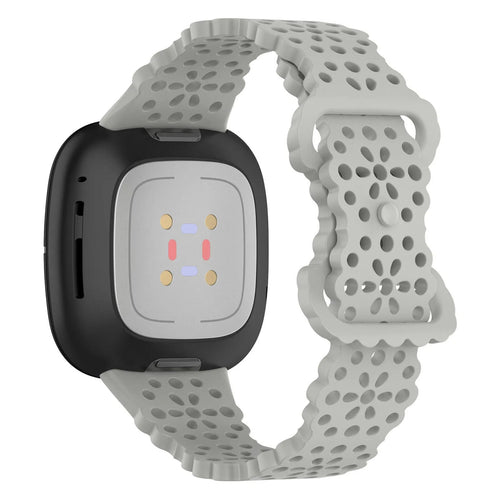 Patterned Silicone Strap, grey, on a watch, 3/4 rear view