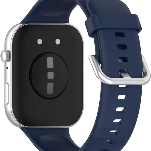 Silicone Strap, dark blue, on a watch, 3/4 rear view