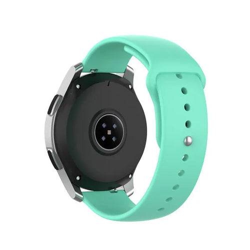 Silicone Sport Strap, aqua, on a watch, 3/4 rear view