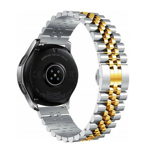 Jubilee Steel Strap, silver/gold, on a watch, 3/4 rear view