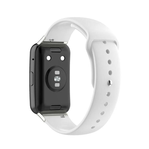 Silicone Sport Strap, white, on a watch, 3/4 rear view
